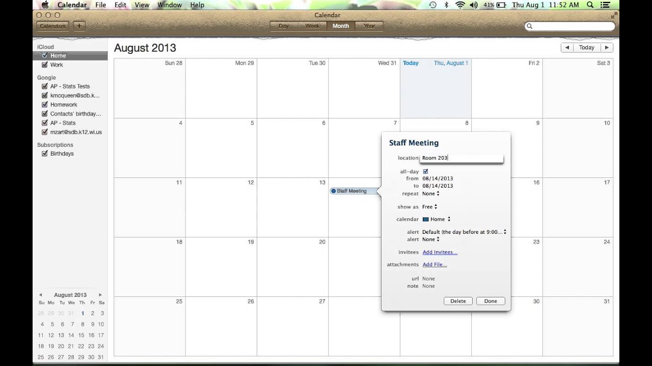 create calendar in pages for mac